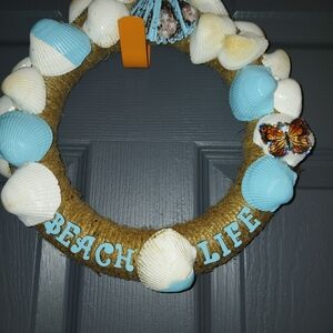 Beach Life Shell Wreath with Butterfly Accent